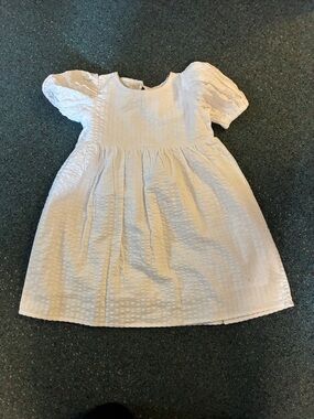 Cotton On White Seersucker Puff Sleeve Dress - Classic Girls' Formal